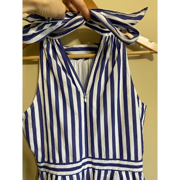 J. Crew striped halter wide leg jumpsuit blue white nautical coastal preppy 6 - Picture 4 of 14